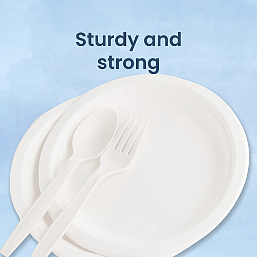 Origami Disposable Printed Poly Coated Paper Plates For Party - 23cm, 50 pcs Pouch Sturdy, Disposable