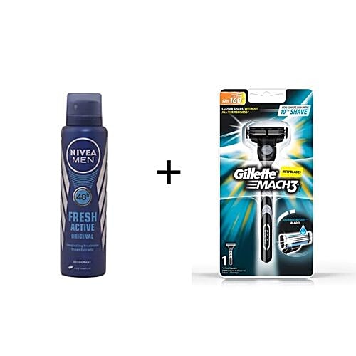Buy Bb Combo Gillette Mach 3 Shaving Razor 1 Pc Nivea Deodorant Fresh