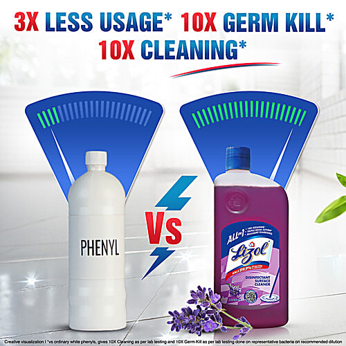 Lizol Disinfectant Surface & Floor Cleaner Liquid Citrus 975 ml + Lavender 975 ml, Combo (Pack of 2) 