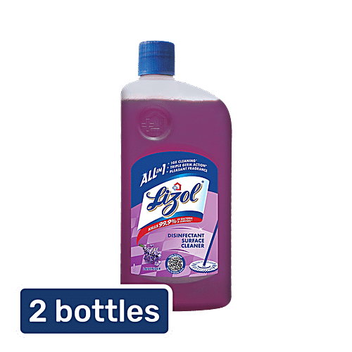 Lizol Disinfectant Surface & Floor Cleaner Liquid Citrus 975 ml + Lavender 975 ml, Combo (Pack of 2) 