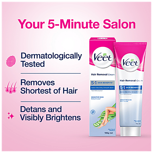 Veet Hair Removal Cream - Sensitive Skin, 2x100 g Multi Pack 