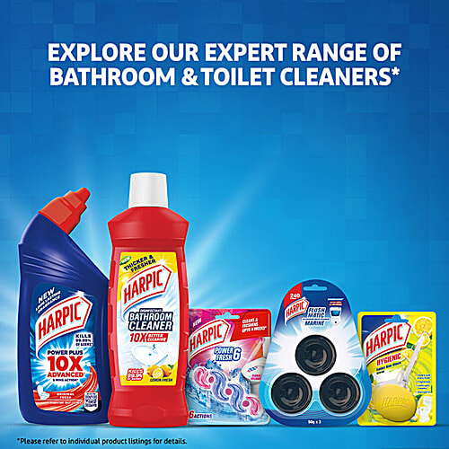 Harpic Disinfectant Toilet Cleaner Liquid - Refreshing Marine, 2x500 ml Multipack Removes Dirt & Stains