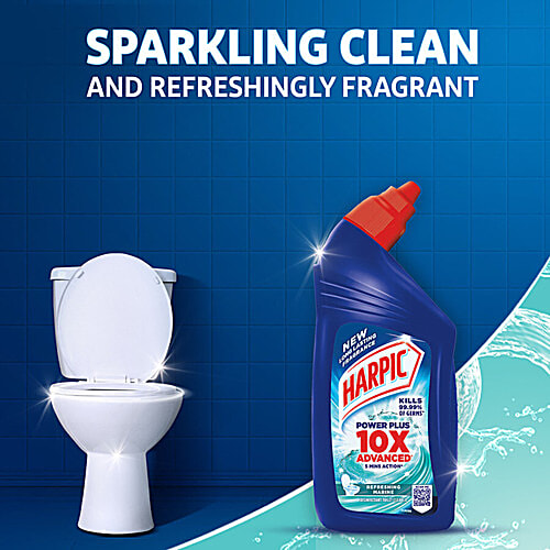 Harpic Disinfectant Toilet Cleaner Liquid - Refreshing Marine, 2x500 ml Multipack Removes Dirt & Stains