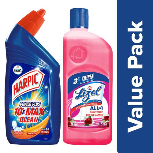 Buy Bb Combo Harpic Toilet Cleaner Power Plus Lizol Floor Cleaner Floral  500 Ml Combo Online at the Best Price of Rs 200.08 - bigbasket