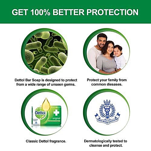 Dettol Bathing Soap - Original, 4x125 g Multi Pack 