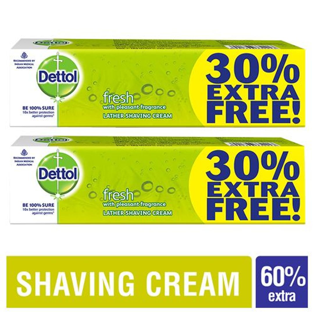 Dettol Lather Shaving Cream - Fresh, 2x60 g Multi Pack