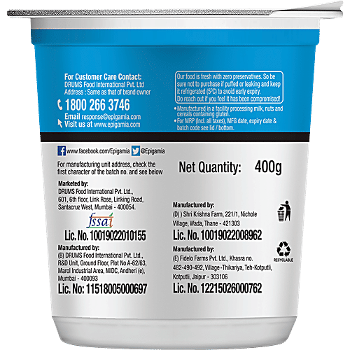 Epigamia Greek Yogurt - Natural, 4 x 400 g Multipack