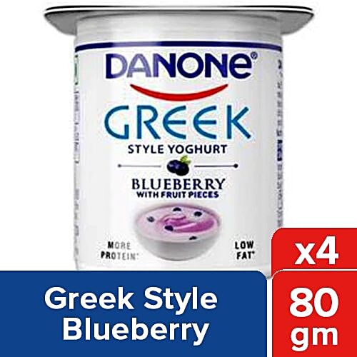 danone Greek Style Yoghurt - Blueberry, 80 g Pack of 4 