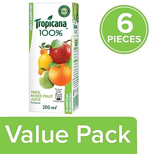 Tropicana 100% Mixed Fruit Juice, 6x200 ml Multipack 