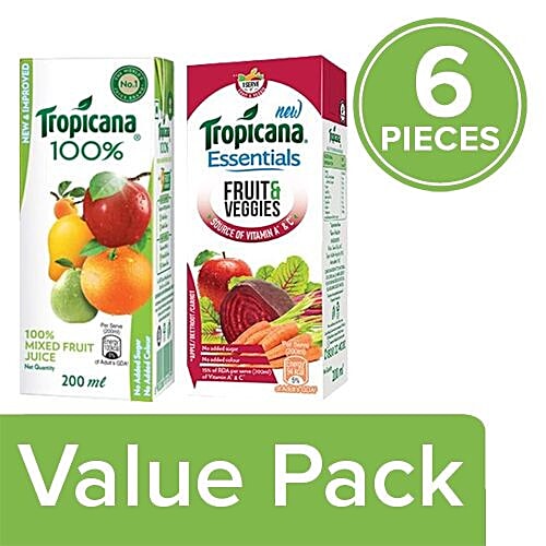 Buy Tropicana 100 Juice Mixed Fruit, 200 ml x4 + Essentials, Fruits