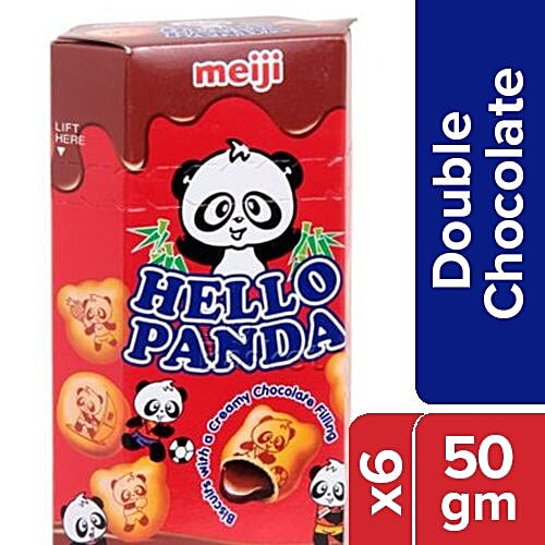 Meiji  Hello Panda Biscuits - Double Chocolate Filling, 6x50 g Multipack 