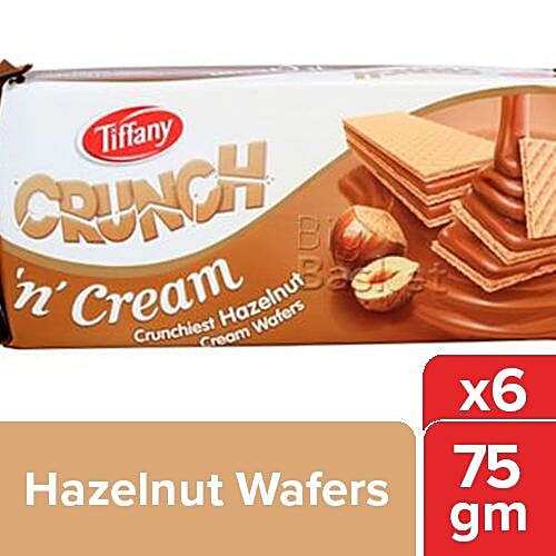 Tiffany Cream Wafers - Crunch N Cream Crunchiest Hazelnut Flavored, 6x75 g Multipack 