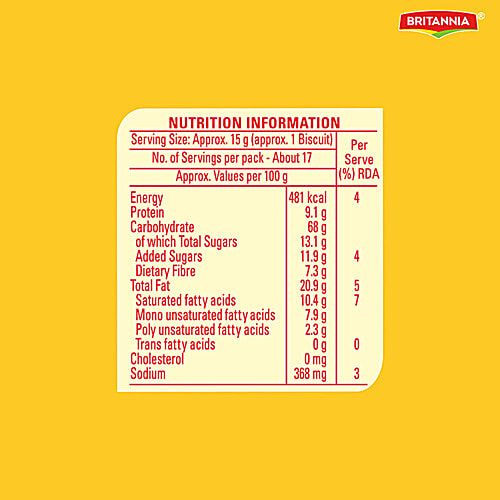 Britannia NutriChoice Digestive High Fibre Biscuits - Family Pack, 2x250 g Multipack 