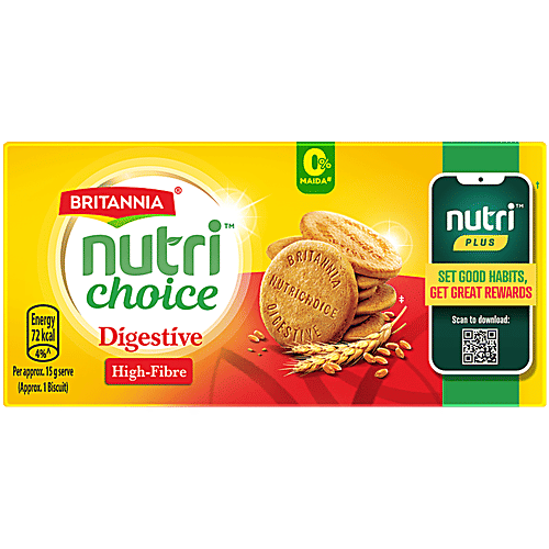 Britannia NutriChoice Digestive High Fibre Biscuits - Family Pack, 2x250 g Multipack 