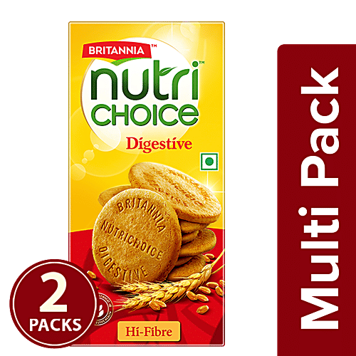 Britannia NutriChoice Digestive High Fibre Biscuits - Family Pack, 2x250 g Multipack 
