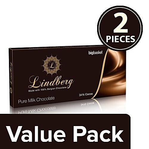 Lindberg Pure Belgium Milk Chocolate Bar, 2x45 g Multipack 