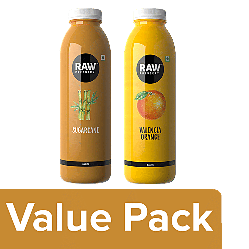 Raw Pressery Cold Extracted Juice - Sugarcane, 1 lt + Orange, 1 lt, Combo 2 Items 