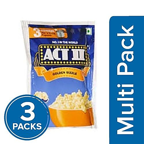 ACT II Instant Popcorn - Golden Sizzle, 3x30 g Multipack 
