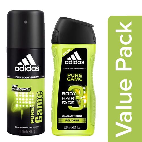ik heb dorst methodologie de ober Buy Adidas Deo Body Spray - Pure Game (For Men) 150 Ml + Shower Gel - Pure  Game 250Ml Combo (2 Items) Online at Best Price. of Rs 399 - bigbasket