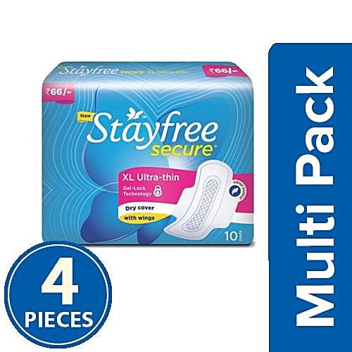 Buy STAYFREE Sanitary Pads Secure Xl UltraThin, With Wings 4x10 pads