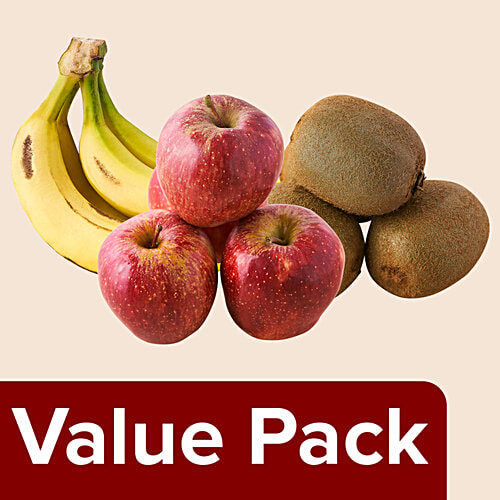 fresho! Apple - Shimla 4 pcs + Banana - Robusta 1 kg + Kiwi - Green 1 pc, Combo 3 Items 