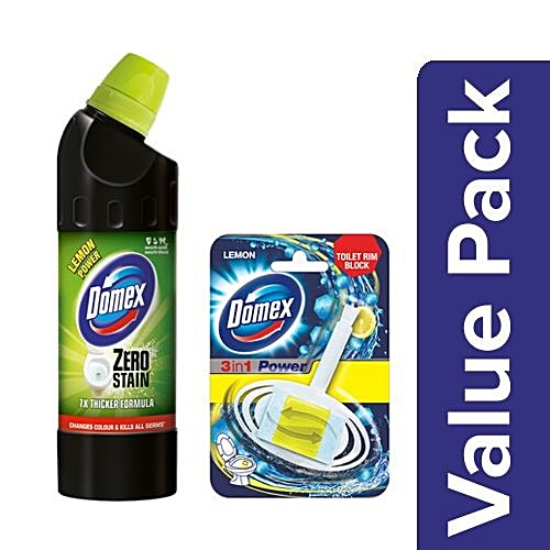 Buy Domex Toilet Cleaner Zero Stain 450 Ml Toilet Rim Block Lemon 40 Gm