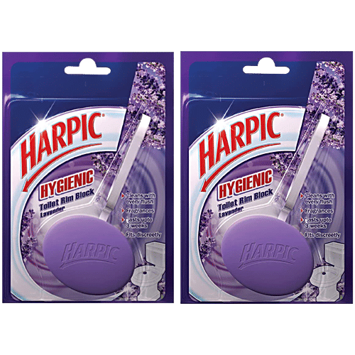 Harpic Hygienic Toilet Cleaner Rim Block - Lavender, 26 g (Pack of 2) 