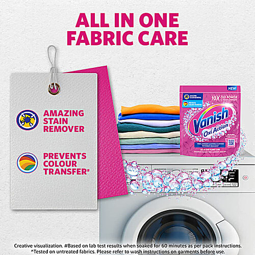 Vanish Oxi Action All In One Stain Remover, 2 x 400 g Multipack Removes Tough Stains and Brightens Colours, Powder Detergent Add On