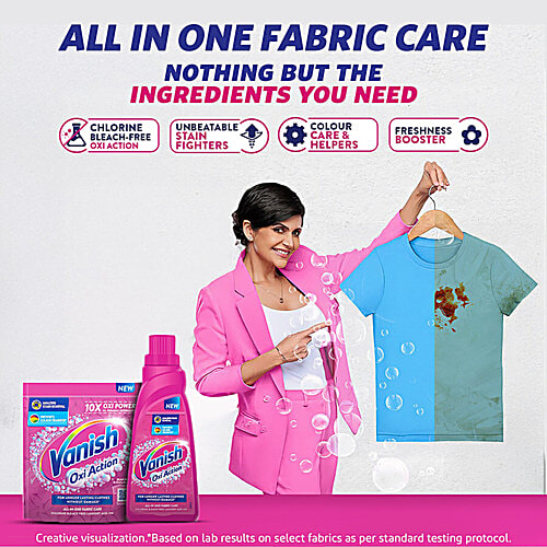 Vanish Oxi Action All In One Stain Remover, 2 x 400 g Multipack Removes Tough Stains and Brightens Colours, Powder Detergent Add On