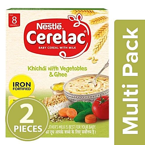 Nestle  Cerelac - Wheat Rice Moong Dal Veg Kichdi (Stage 2 for 8 months & above), 2x300 g Multipack 