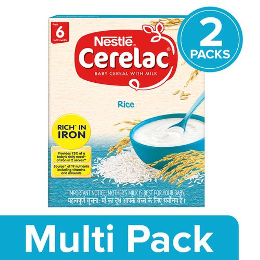 Nestle  Cerelac Baby Cereal With Milk, Rice - From 6 Months, 2x300 g (Multipack)