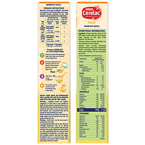 Buy Nestle Cerelac Wheat (Stage 1) 2x300 gm (Multipack) Online at