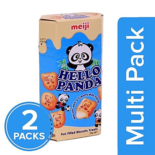 Meiji  Hello Panda Biscuits - Milk Filling, 2x50 g Multipack 