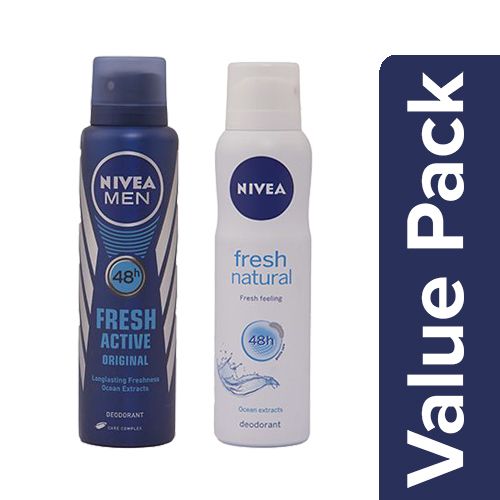 Nivea Deodorant - Fresh Active (for Men) 150 ml+ Deodorant - Fresh Natural 150 ml, Combo 2 Items 