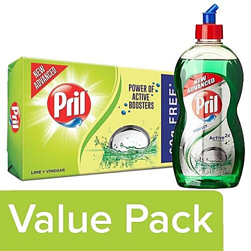 Buy Pril Dishwash Bar Lime Vinegar 360 Gm Dishwash Liquid Active 2X Lime 225 Ml Combo Online at
