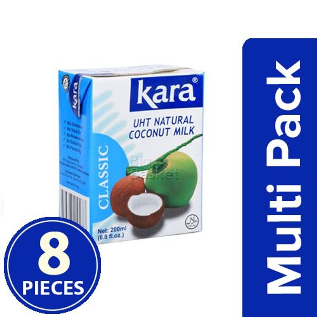 Buy Kara Coconut Milk Uht Natural 8x200 ml (Multipack) Online at Best
