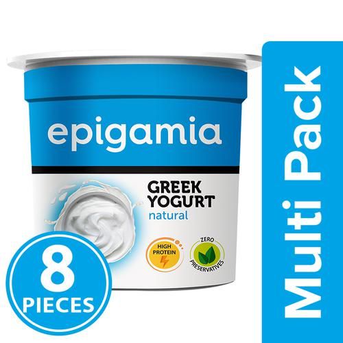 Epigamia  Greek Yogurt - Natural, 8x90 g Multipack 