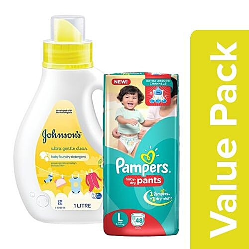 Buy bb Combo Johnsons Baby Laundry Detergent 1L + Pampers Pant Diapers