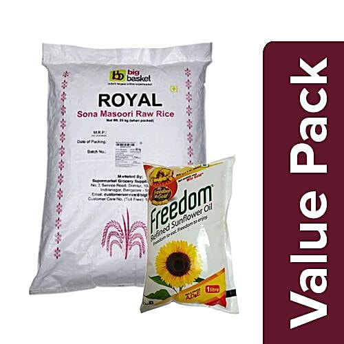 Buy Bb Combo Bb Royal Kurnool Sona Masoori Raw Rice 25Kg Freedom