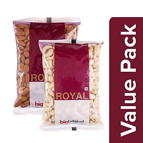 bb Royal Almond/Badam Californian 500g + Cashew/Kaju Whole 500g, Combo 2 Items 