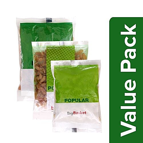 bb Popular Almond/Badam Californian 100g + Indian Raisins 100g + Cashew W 320 100g, Combo 3 Items 