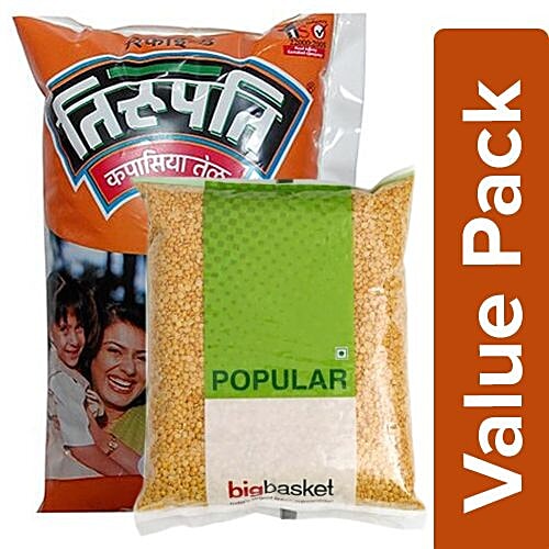 Buy Bb Combo Tirupati Cotton Seed Oil 1 Ltr Bb Popular Toor Dal Economy