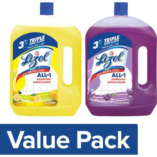 Buy Lizol Disinfectant Surface Cleaner - Citrus 2 L + Floor Cleaner -  Lavender 2 L Combo (2 Items) Online at Best Price. of Rs 801.84 - bigbasket