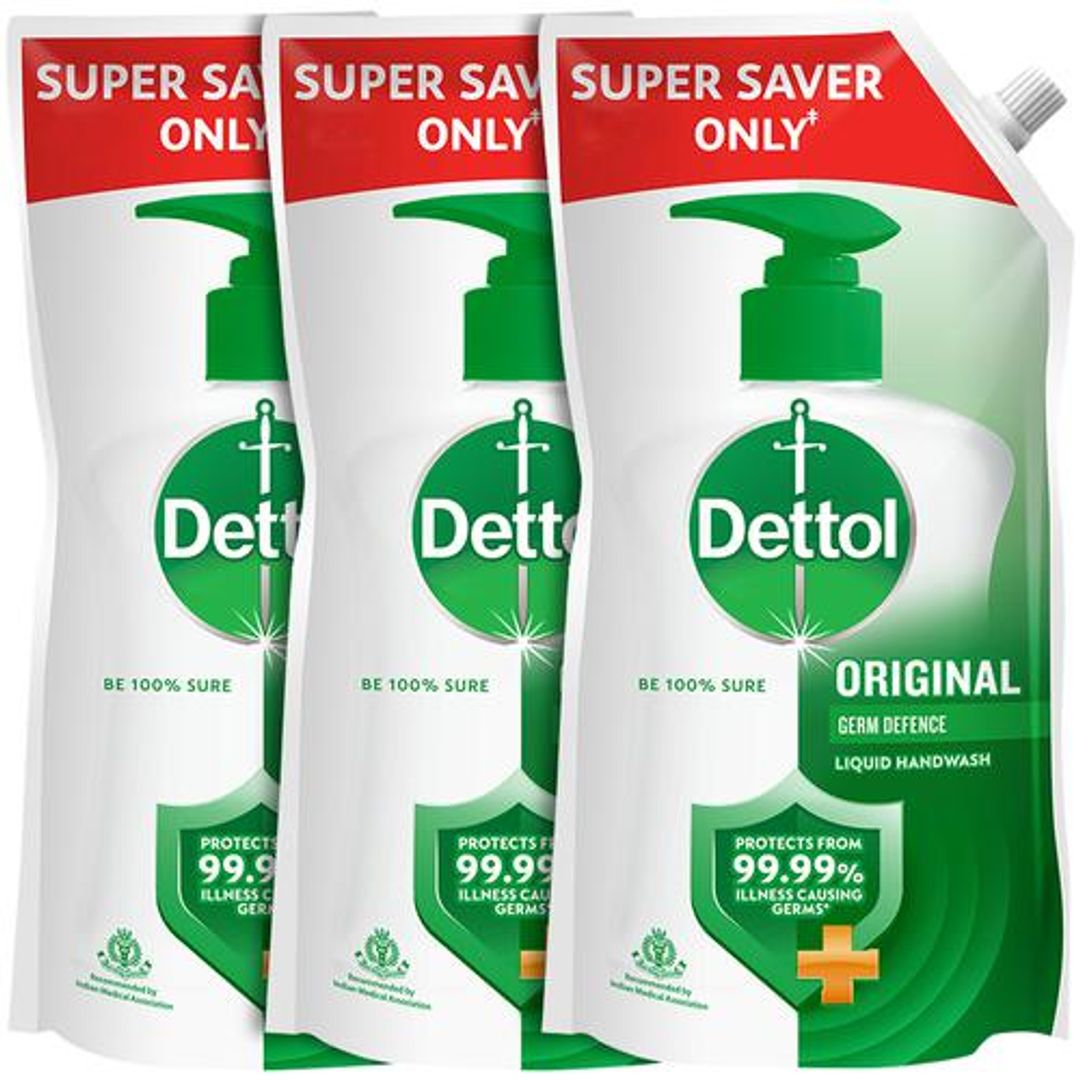 Dettol Liquid Handwash Refill - Original | 10x Better Germ Protection, 675 ml (Pack of 3 - 675ml each)