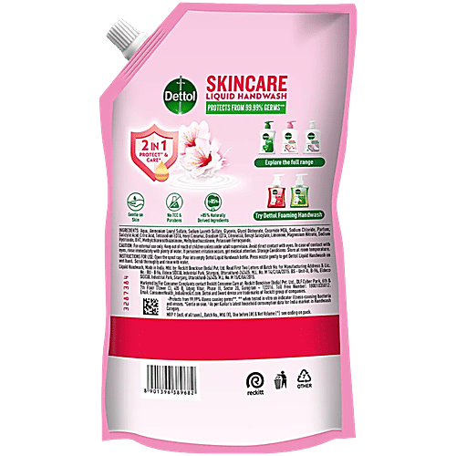 Dettol Liquid Handwash Refill - Skincare Moisturizing Hand Wash Antibacterial Formula | 10x Better Germ Protection, 675 ml (Pack of 2 - 675ml each) 
