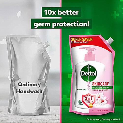Dettol Liquid Handwash Refill - Skincare Moisturizing Hand Wash Antibacterial Formula | 10x Better Germ Protection, 675 ml (Pack of 2 - 675ml each) 