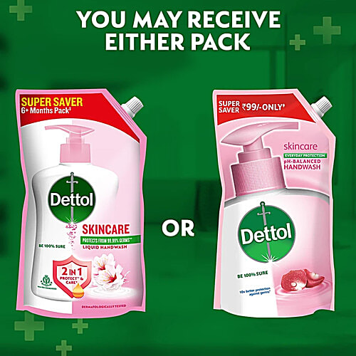 Dettol Liquid Handwash Refill - Skincare Moisturizing Hand Wash Antibacterial Formula | 10x Better Germ Protection, 675 ml (Pack of 2 - 675ml each) 
