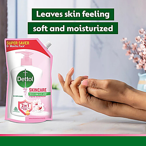Dettol Liquid Handwash Refill - Skincare Moisturizing Hand Wash Antibacterial Formula | 10x Better Germ Protection, 675 ml (Pack of 2 - 675ml each) 