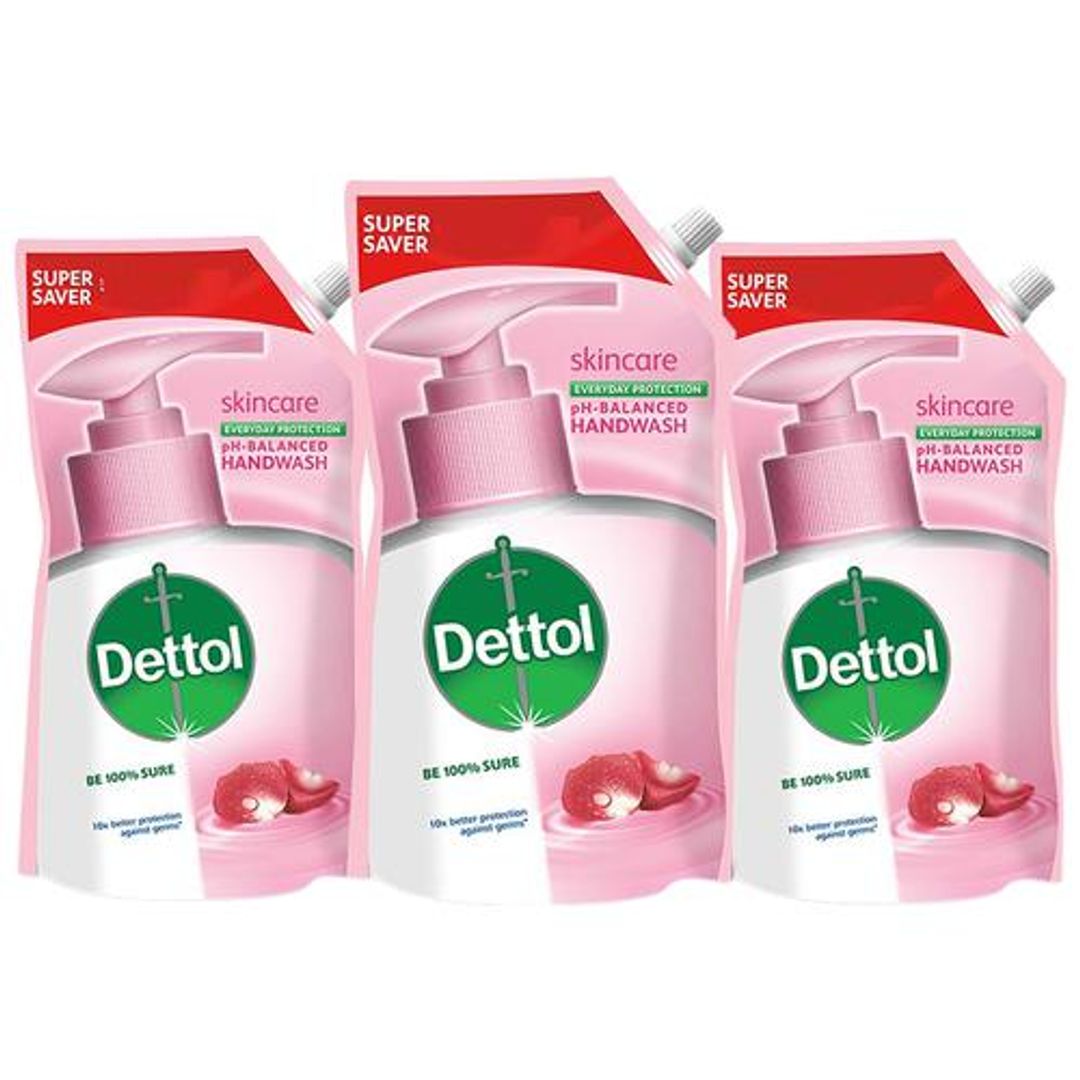 Dettol Liquid Handwash Refill - Skincare Moisturizing Hand Wash  Antibacterial Formula | 10x Better Germ Protection, 675 ml (Pack of 3 - 675ml each)