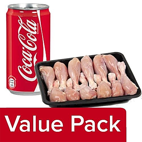 bb Combo Fresho Meat Chicken Drumstick - Without Skin 1 kg + Coca Cola Soft Drink 300 ml, Combo 2 Items